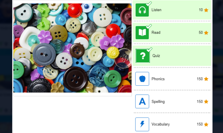 Tính năng tích hợp bài tập từ vựng Vocabulary vào sách Raz Kids giúp học từ mới ngay sau khi đọc sách